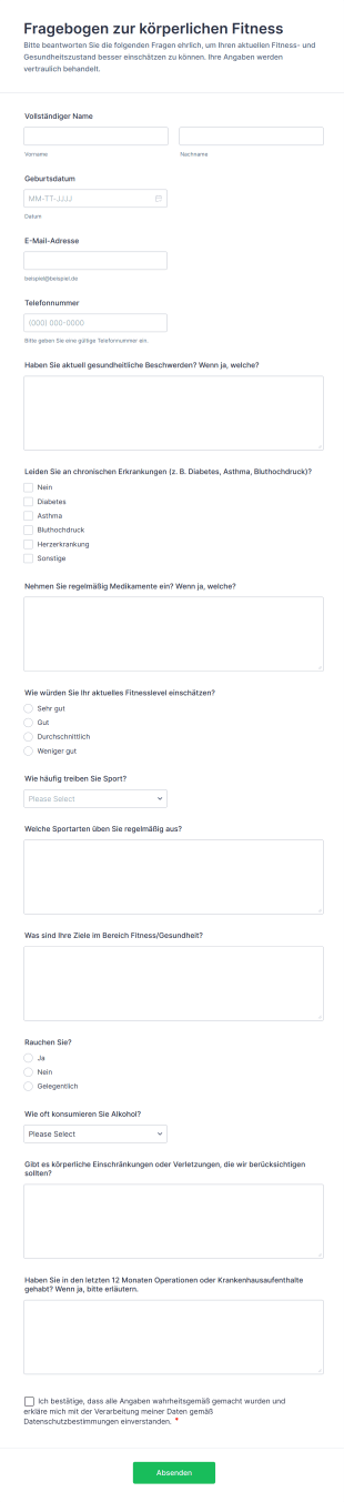 Fragebogen Zur Körperlichen Fitness