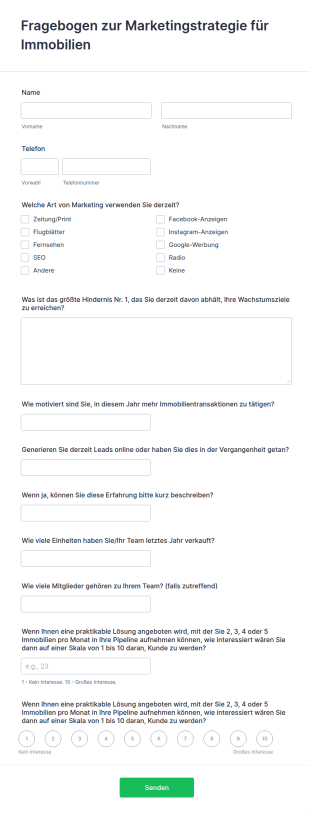 Fragebogen Zur Marketingstrategie Für Immobilien