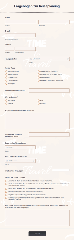 Fragebogen Zur Reiseplanung