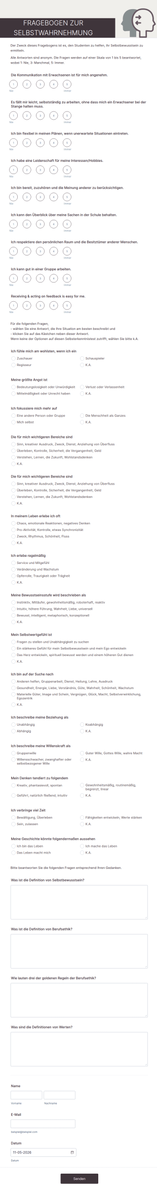 Fragebogen Zur Selbstwahrnehmung