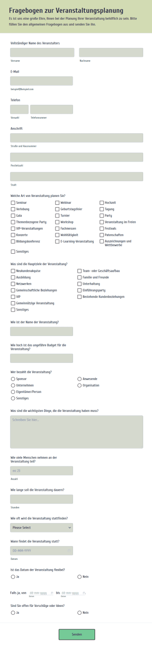 Fragebogen Zur Veranstaltungsplanung