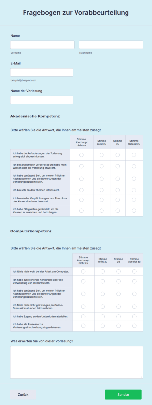 Fragebogen Zur Vorabbeurteilung