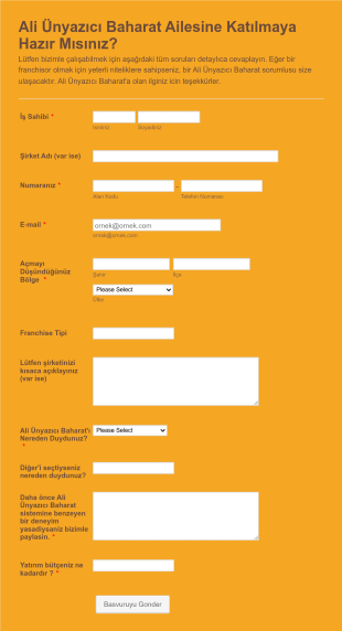 Franchise Başvuru Form Template