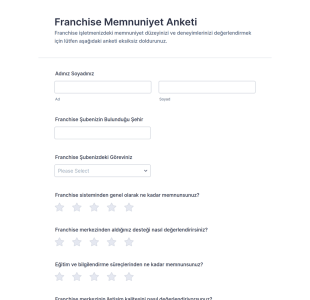 Franchise Memnuniyet Anketi Form Şablonu