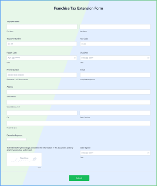 Franchise Tax Extension Form Template