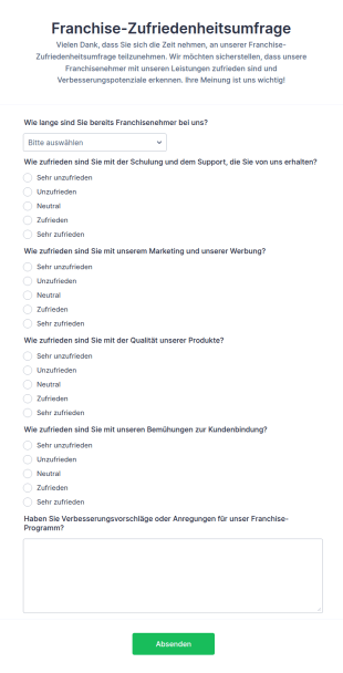 Franchise Zufriedenheitsumfrage