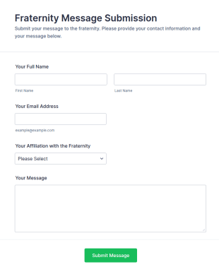 Fraternity Message Submission Form Template