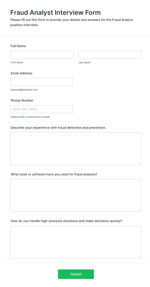 Fraud Analyst Interview Form Template