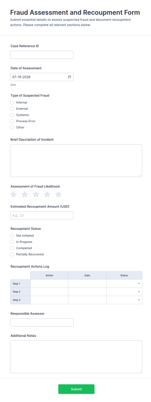 Fraud Assessment And Recoupment Form Template