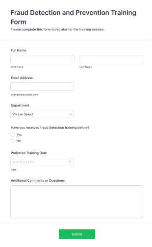 Fraud Detection And Prevention Training Form Template