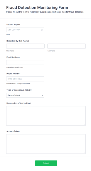 Fraud Detection Monitoring Form Template
