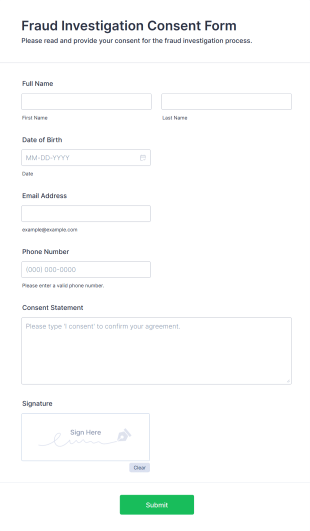 Fraud Investigation Consent Form Template