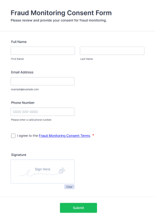 Fraud Monitoring Consent Form Template
