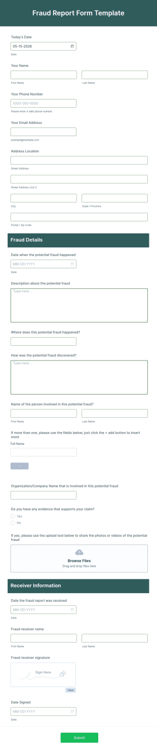 Fraud Report Form Template