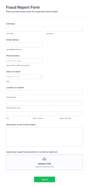 Fraud Report Form Template