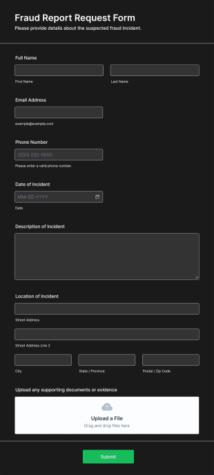 Fraud Report Request Form Template