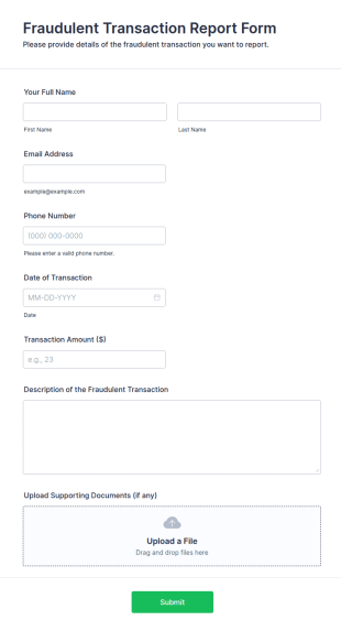 Fraudulent Transaction Report Form Template