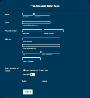 Free Admission Ticket Form Template