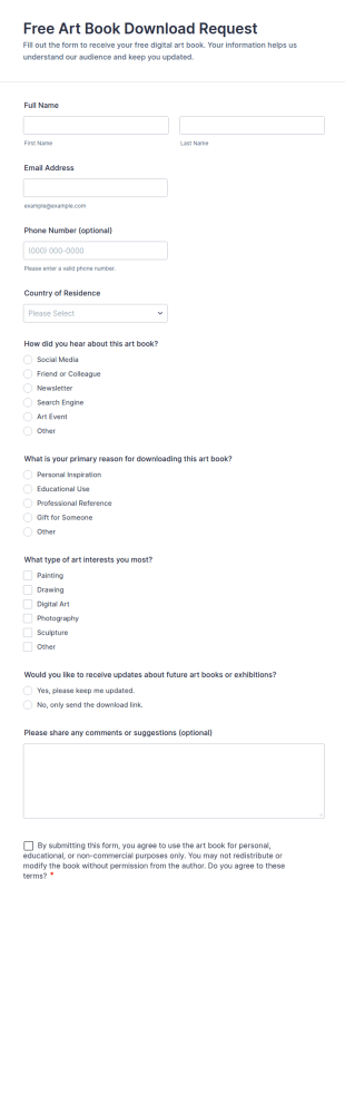 Free Art Book Download Request Form Template