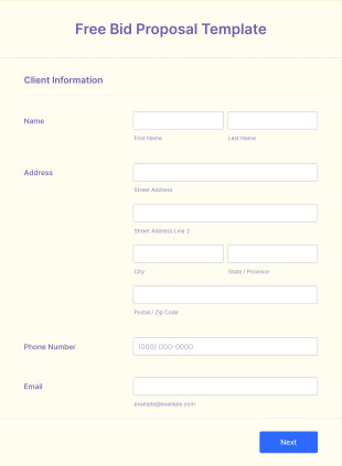 Free Bid Proposal Form Template