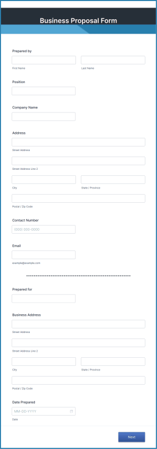 Free Business Proposal Template Form Template