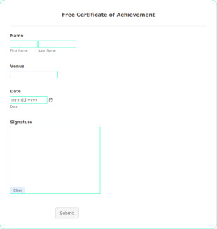 Free Certificate Of Achievement Form Template