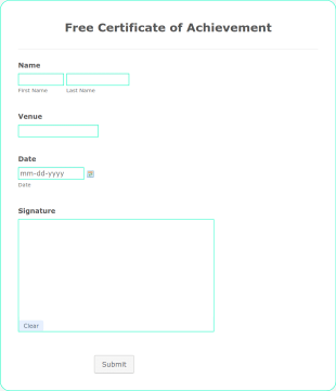 Free Certificate Of Achievement Form Template