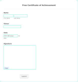 Free Certificate Of Achievement Form Template