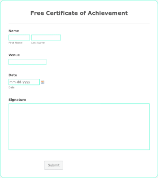 Free Certificate Of Achievement Form Template
