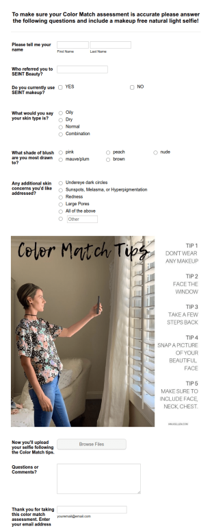 Free Color Match Quiz Form Template