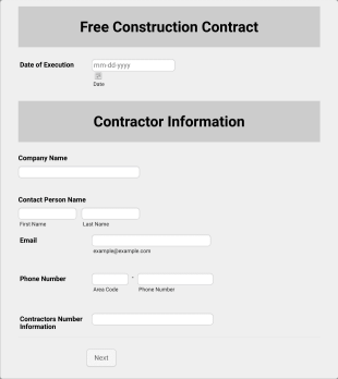 Free Construction Contract Form Template