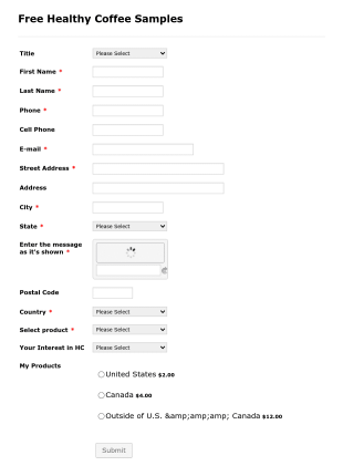 Free Healthy Coffee Samples Form Template