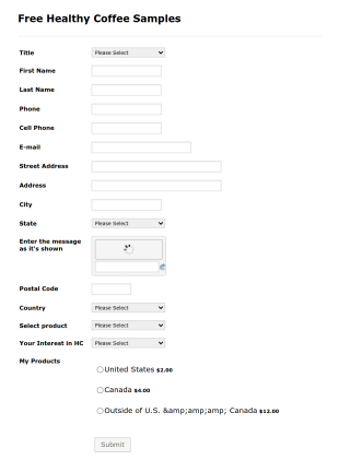 Free Healthy Coffee Samples Form Template