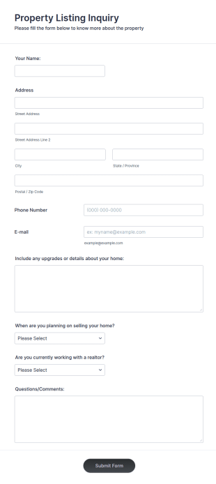 FREE Home Evaluation Form Template
