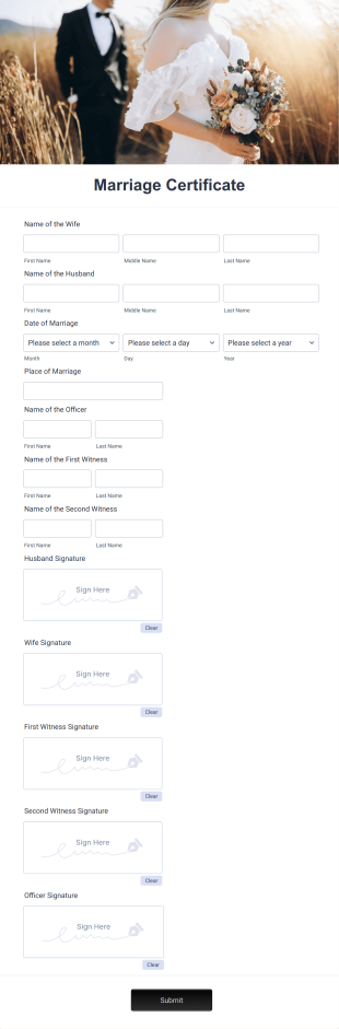 Free Marriage Certificate Form Template