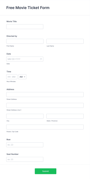 Free Movie Ticket Form Template