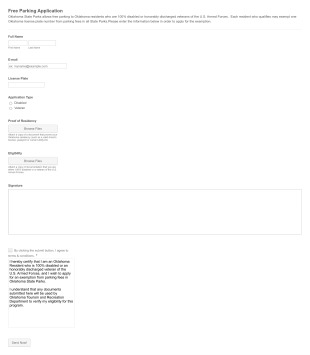 Free Parking Application Form Template