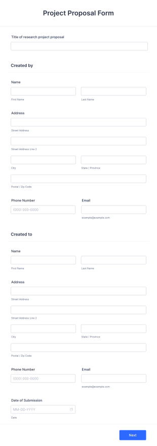 Free Project Proposal Form Template