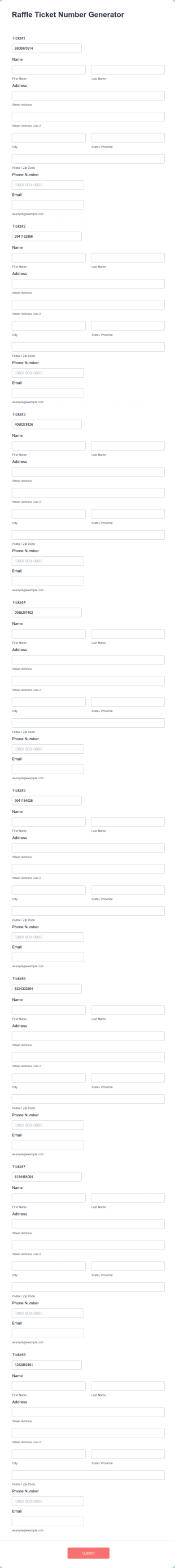 Free Raffle Ticket Number Generator Form Template