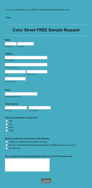 FREE Sample Form Team Glitz &amp Glamour Form Template