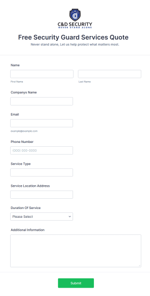 Security Guard Services Quote Form Template