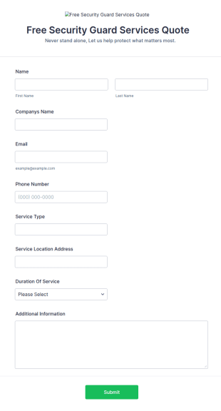 Security Guard Services Quote Form Template