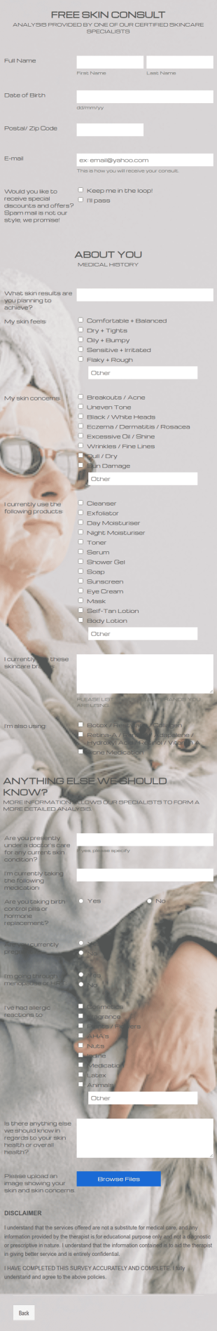 Free Skin Analysis And Consult Form Template