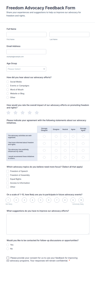 Freedom Advocacy Feedback Form Template