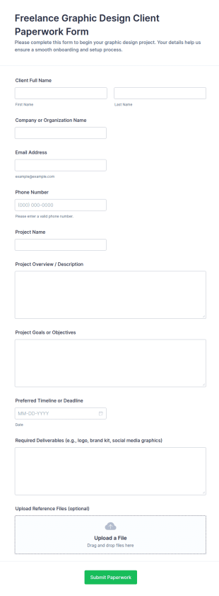 Freelance Graphic Design Client Paperwork Form Template