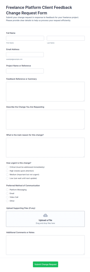 Freelance Platform Client Feedback Change Request Form Template