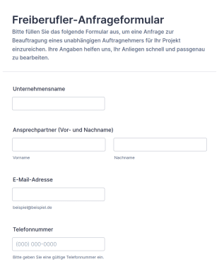 Freelancer Anfrageformular 🚀