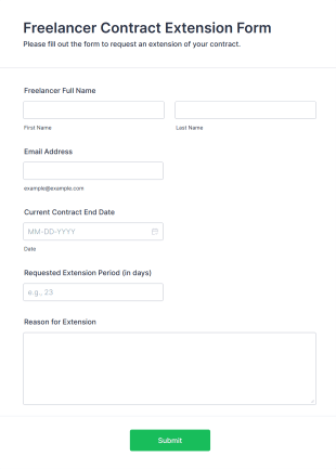 Freelancer Contract Extension Form Form Template