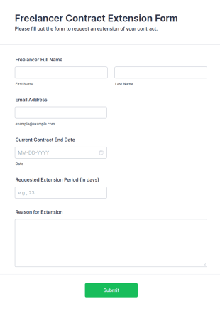 Freelancer Contract Extension Form Template