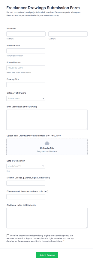 Freelancer Drawings Submission Form Template